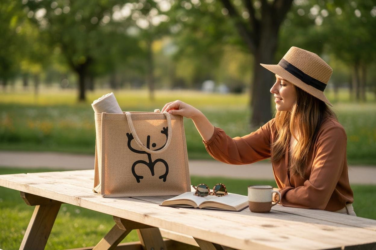 Taino Coquí Jute Tote Bag | Sustainable Puerto Rico Beach Bag | Cultural Boricua Gift for Her | Natural Burlap Market Bag with Tribal Frog Symbol