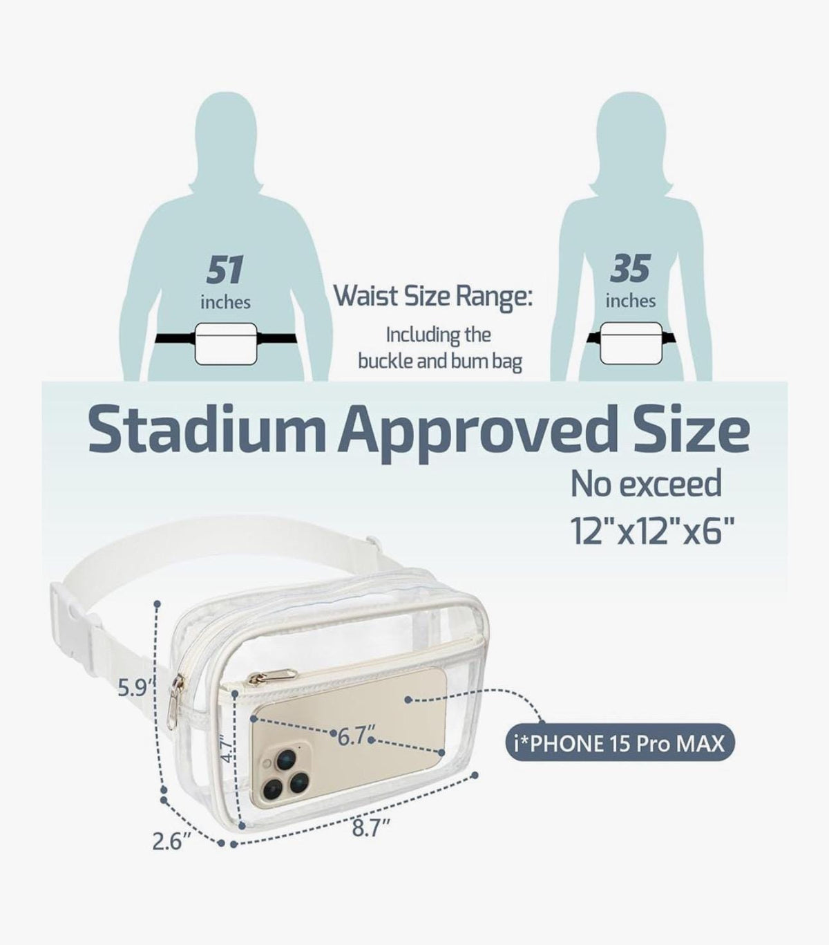 Clear Stadium Fanny Pack: Waterproof PVC Waist Bag with Adjustable Strap