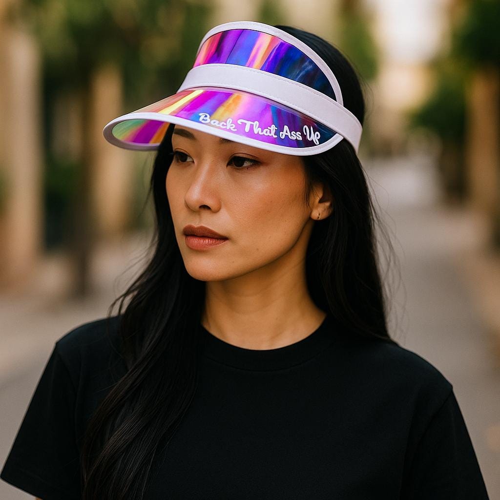 Bach That Ass Up Bachelorette Visor, Iridescent Party Sun Visor