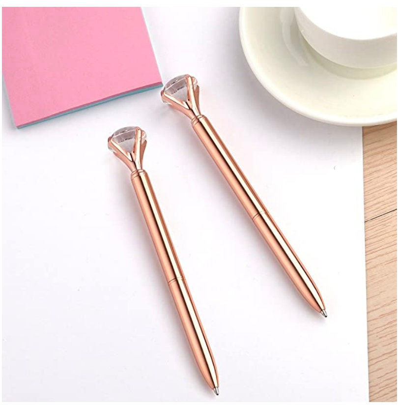 Rose Gold Diamond Pen: Bridal Shower Favor, Crystal Top Ballpoint