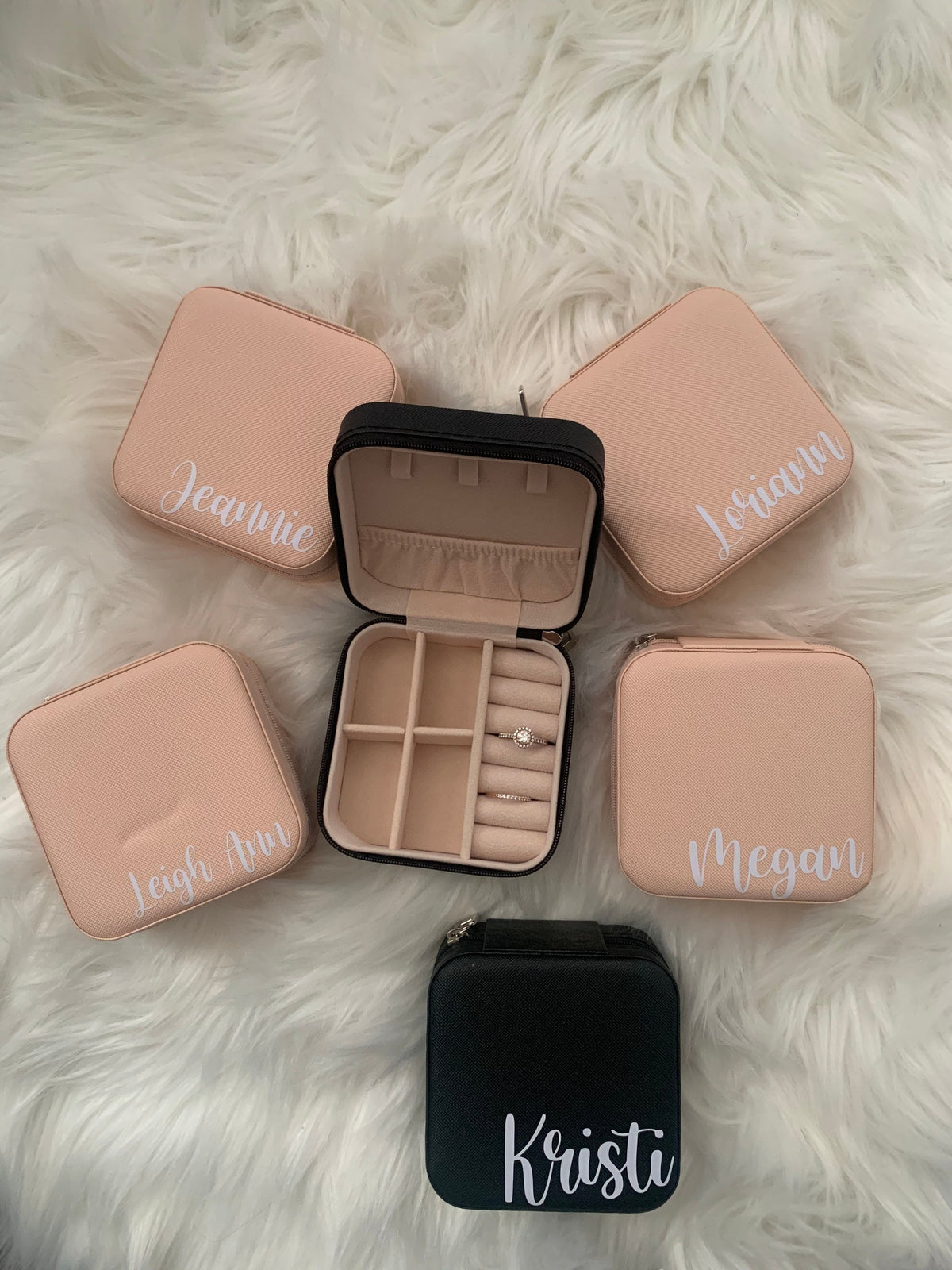 Personalized Velvet Travel Jewelry Box, Custom Monogram Gift