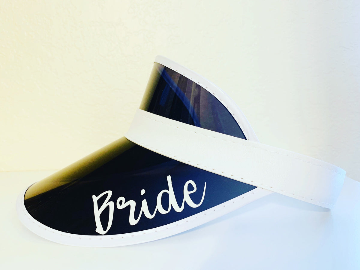 Personalized Iridescent Holographic Sun Visor | Custom Name Clear Plastic Party Hat | Bachelorette, Beach, & Music Festival Summer Accessory