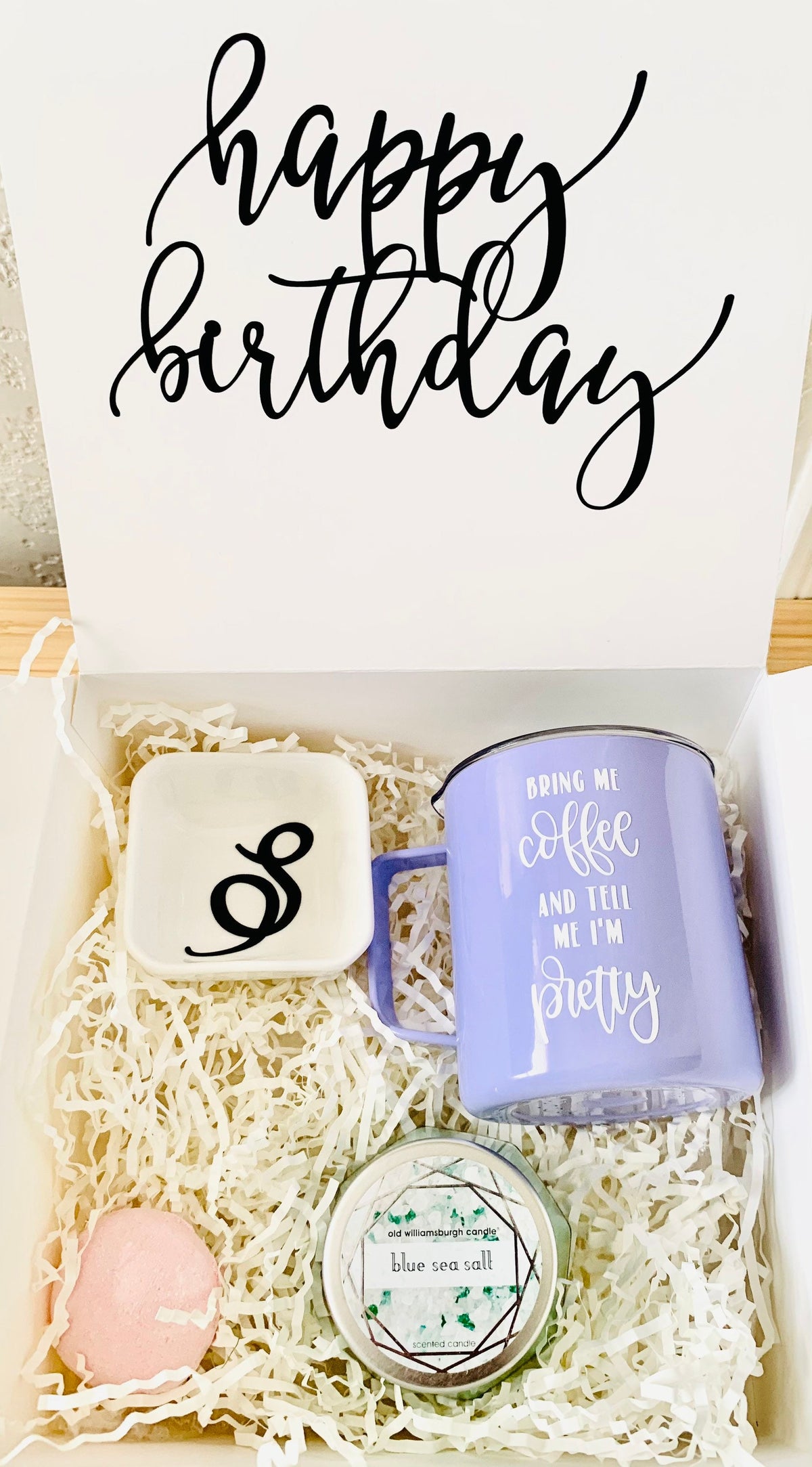 Coffee Lover Birthday Gift Box: Rose Gold Tumbler, Trinket Dish