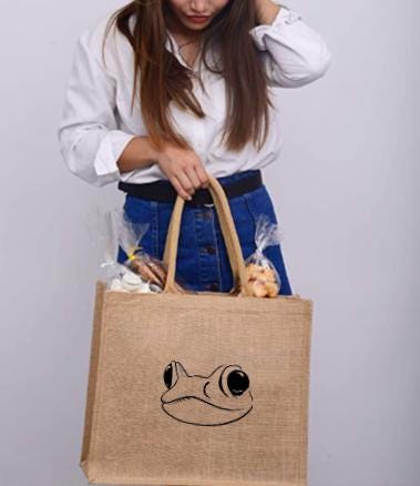Coqui Puerto Rico Burlap Tote Bag: Beach or Travel Carryall