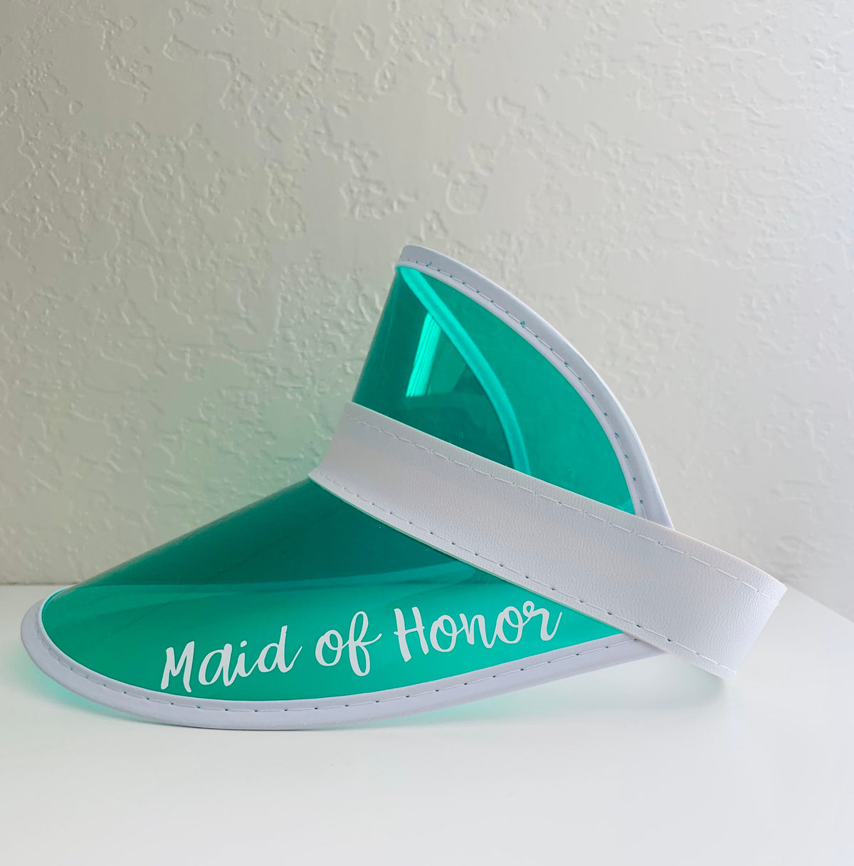 Personalized Iridescent Holographic Sun Visor | Custom Name Clear Plastic Party Hat | Bachelorette, Beach, & Music Festival Summer Accessory