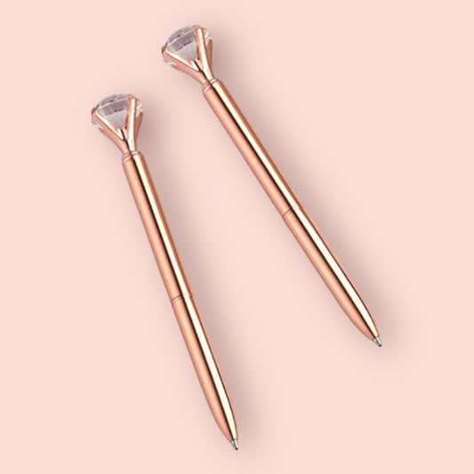 Rose Gold Diamond Pen: Bridal Shower Favor, Crystal Top Ballpoint