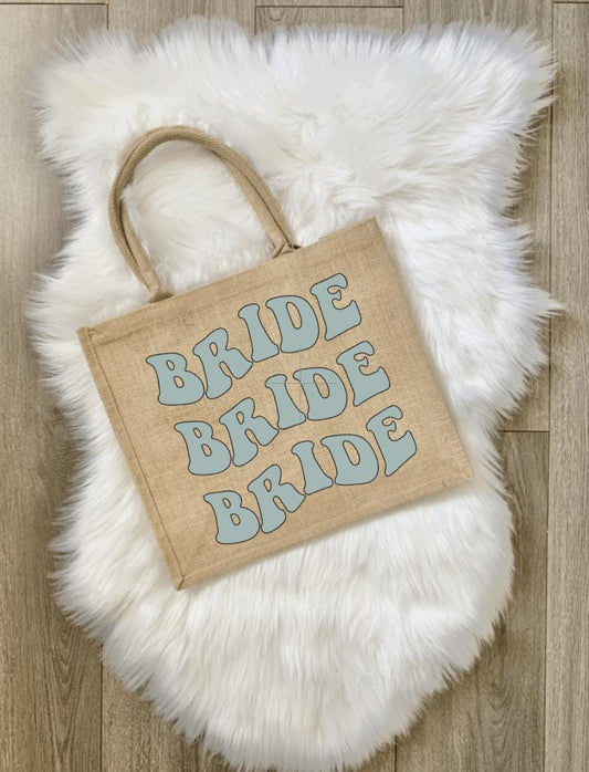 Bride Jute Burlap Tote Bag: Bachelorette Party Beach Bag