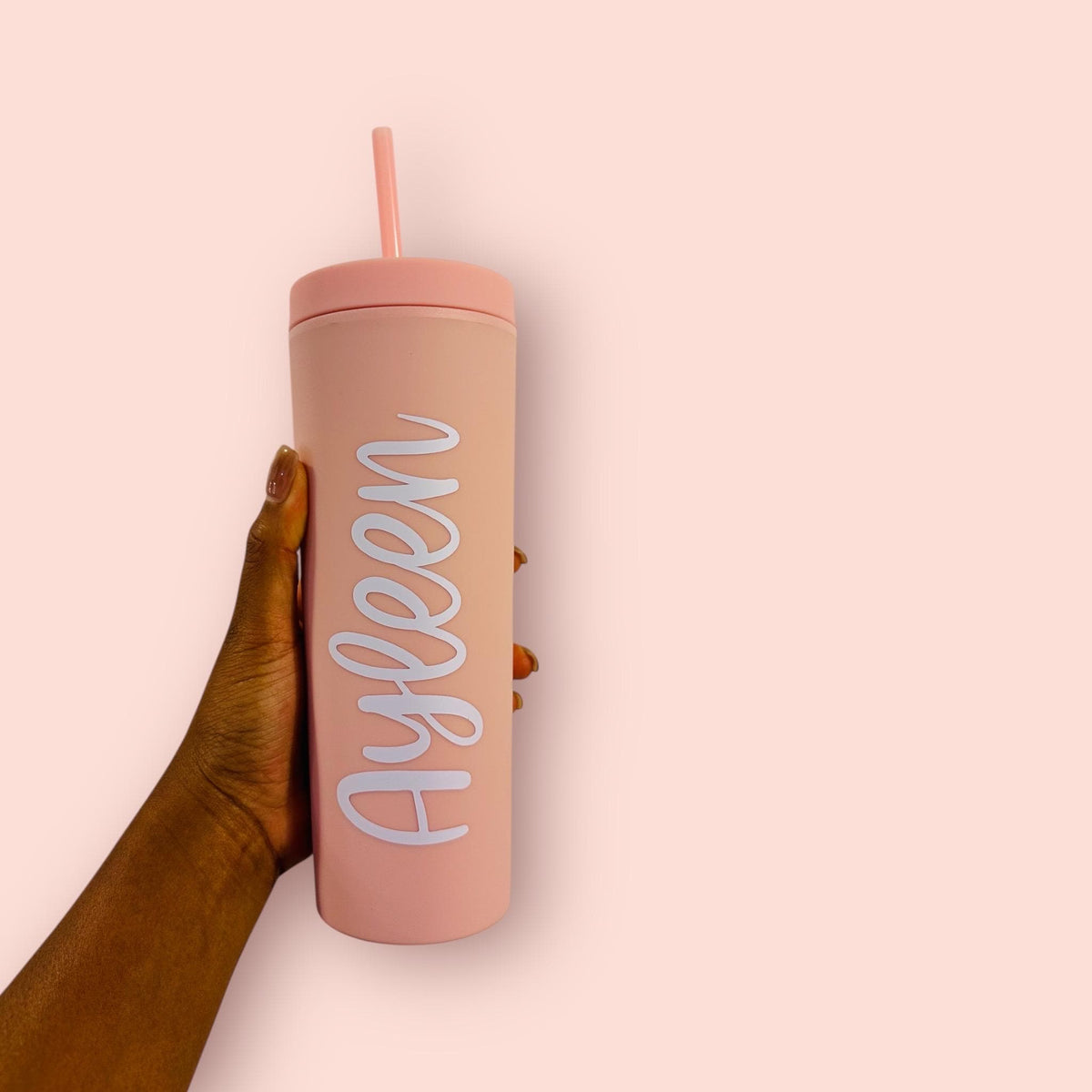 Personalized 16oz Acrylic Tumbler with Straw: Holographic Name Gift