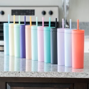 Female Strong Tumbler: 16oz Double Wall Acrylic Cup with Straw