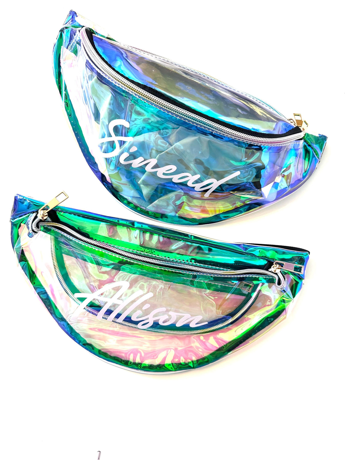 Personalized Iridescent Fanny Pack, Holographic Waist Bag, Bachelorette Party Gift