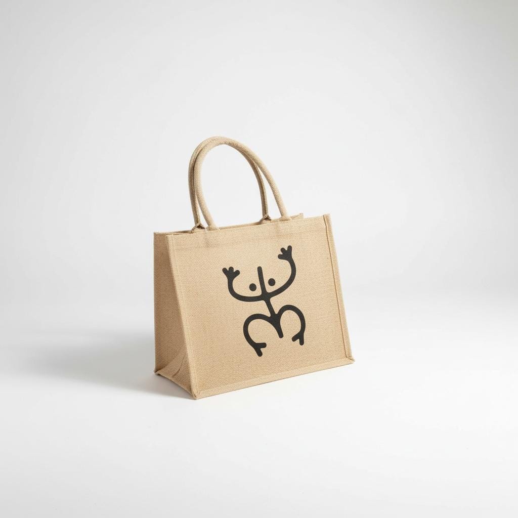 Taino Coquí Jute Tote Bag | Sustainable Puerto Rico Beach Bag | Cultural Boricua Gift for Her | Natural Burlap Market Bag with Tribal Frog Symbol