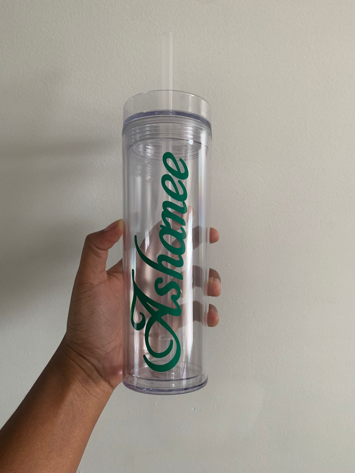 Personalized Acrylic Tumbler with Straw | Custom Name Vinyl Cup