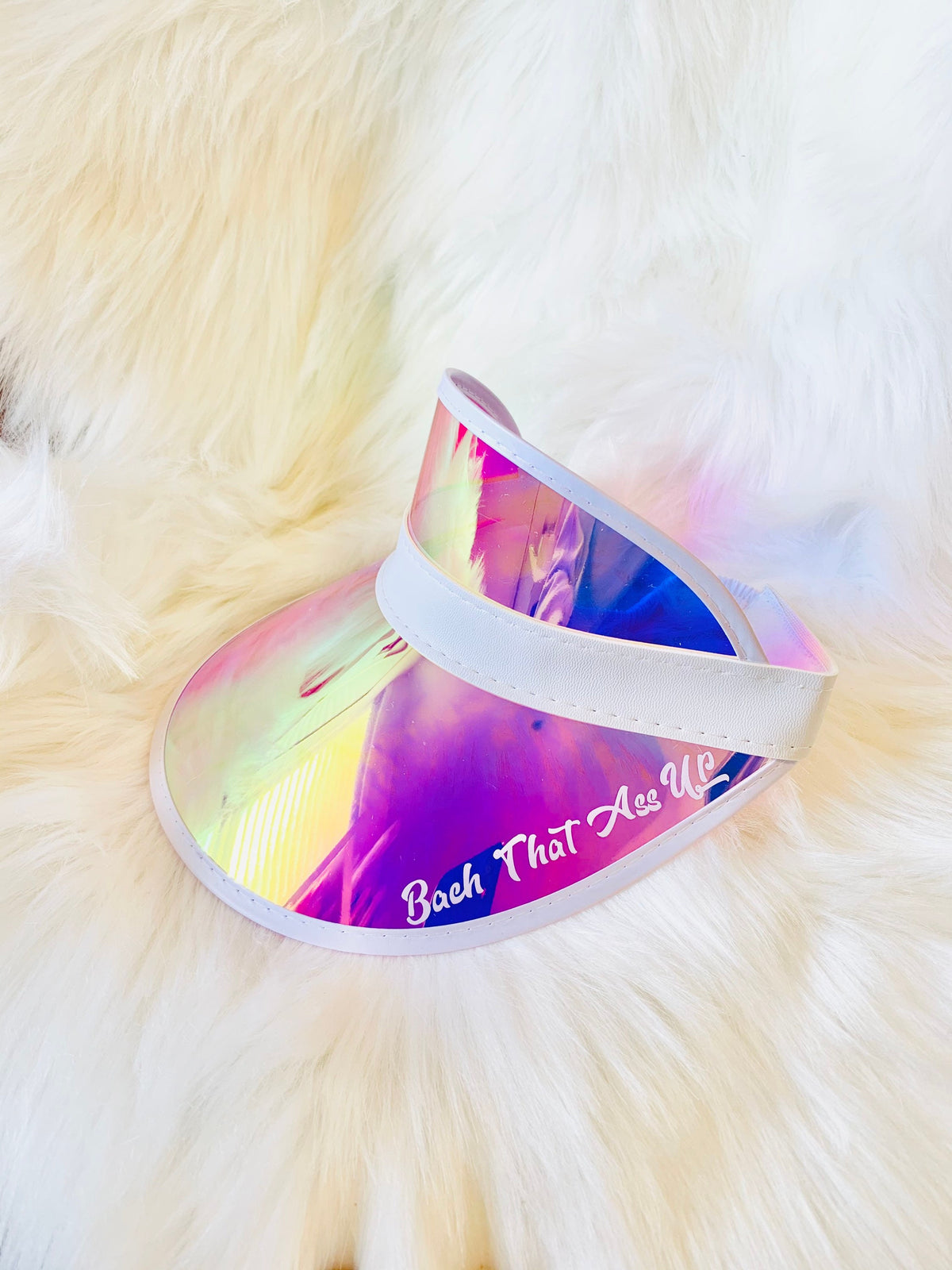 Bach That Ass Up Bachelorette Visor, Iridescent Party Sun Visor