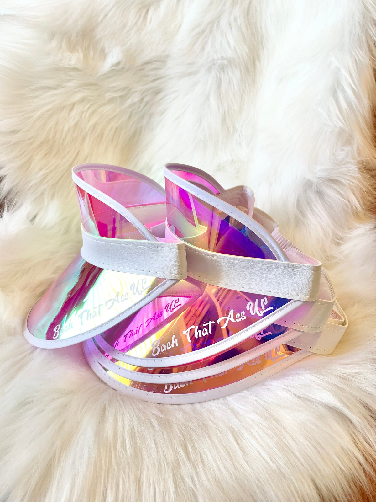 Bach That Ass Up Bachelorette Visor, Iridescent Party Sun Visor