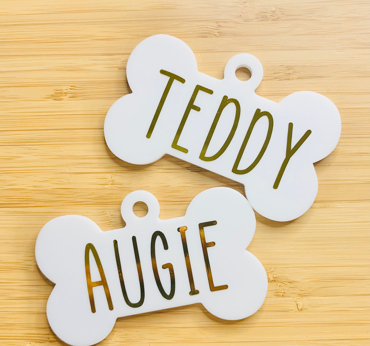 White Acrylic Dog Bone Ornament: Holiday Pet Gift