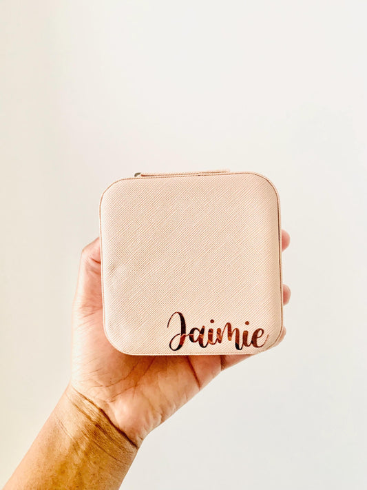 Personalized Velvet Travel Jewelry Box, Custom Monogram Gift