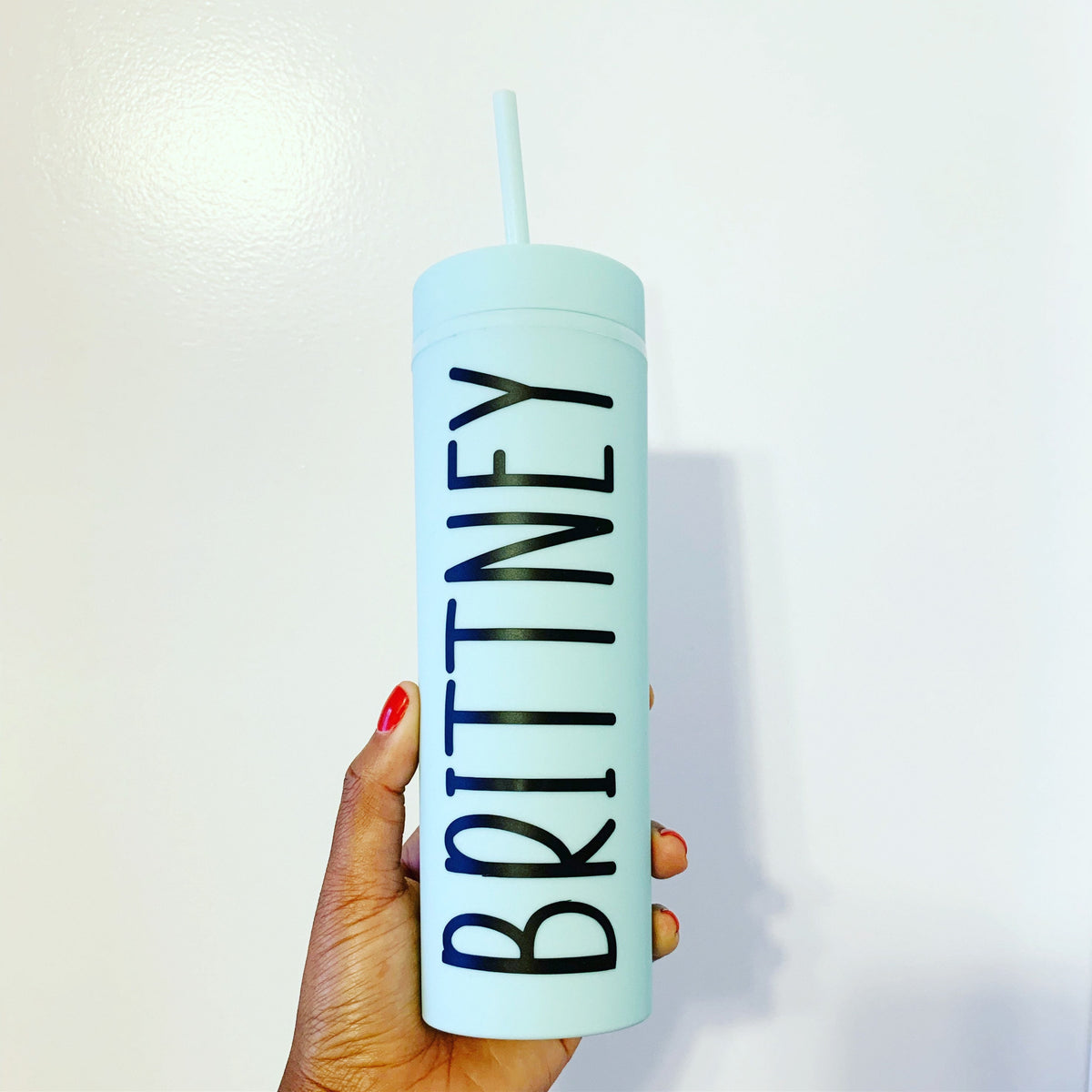 Personalized Plastic Tumbler with Straw: 16 oz Double Wall Acrylic