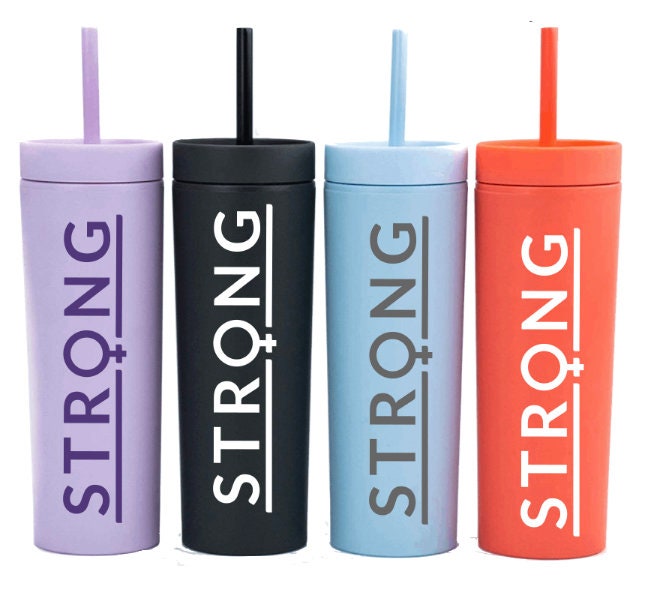 Female Strong Tumbler: 16oz Double Wall Acrylic Cup with Straw
