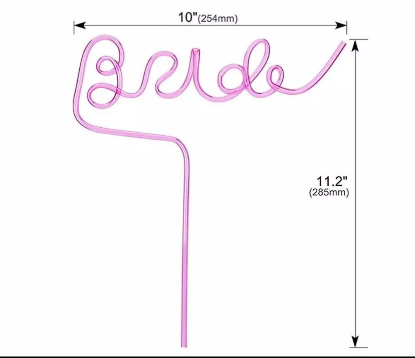 Pink Bride Script Straw: Bachelorette Party Drinkware