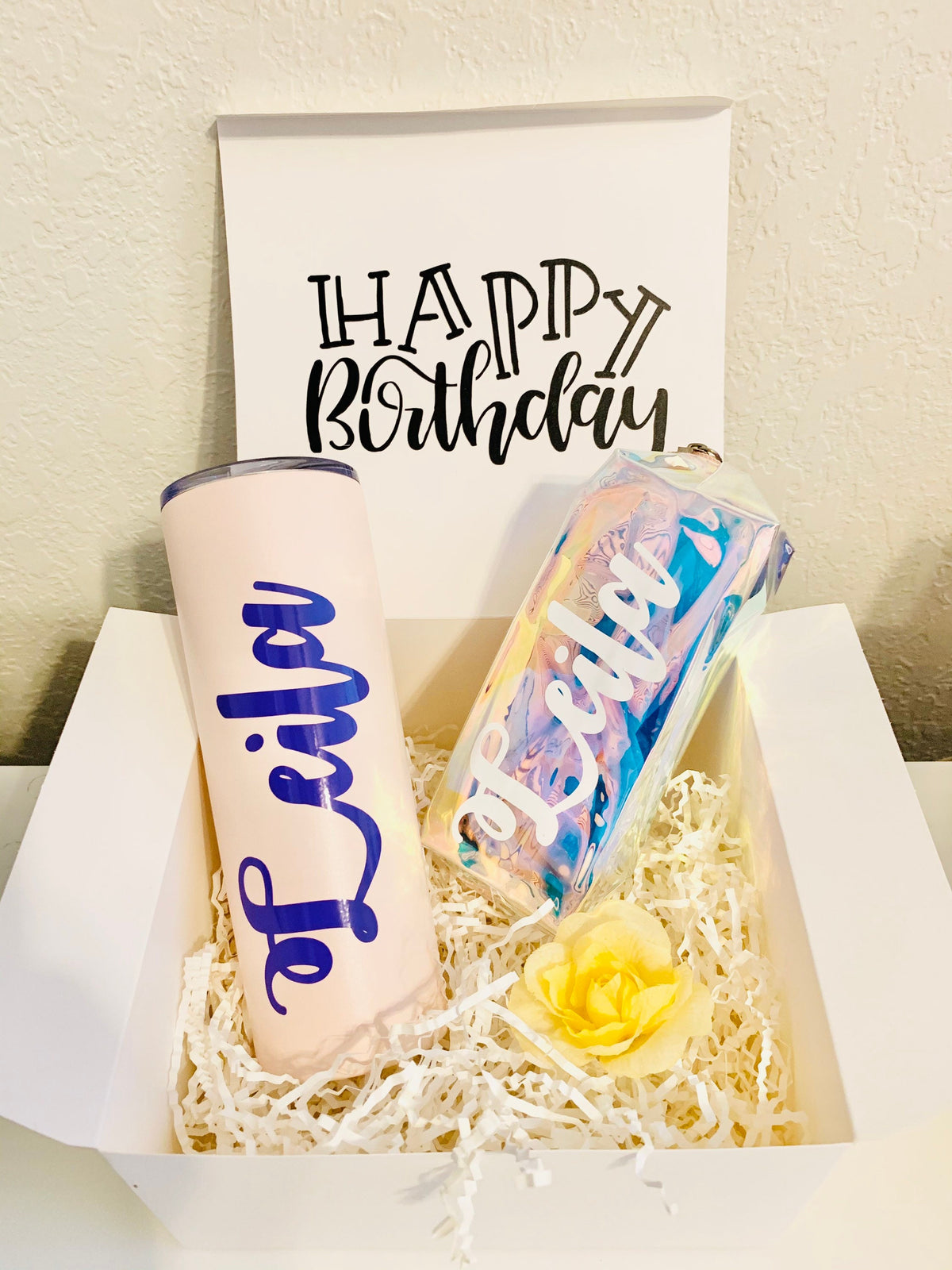 Personalized Birthday Gift Box: Skinny Tumbler & Card