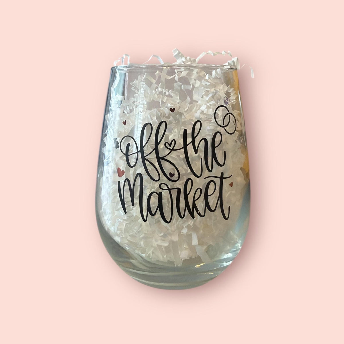 Personalized 'Off The Market' Stemless Wine Glass: Engagement Gift