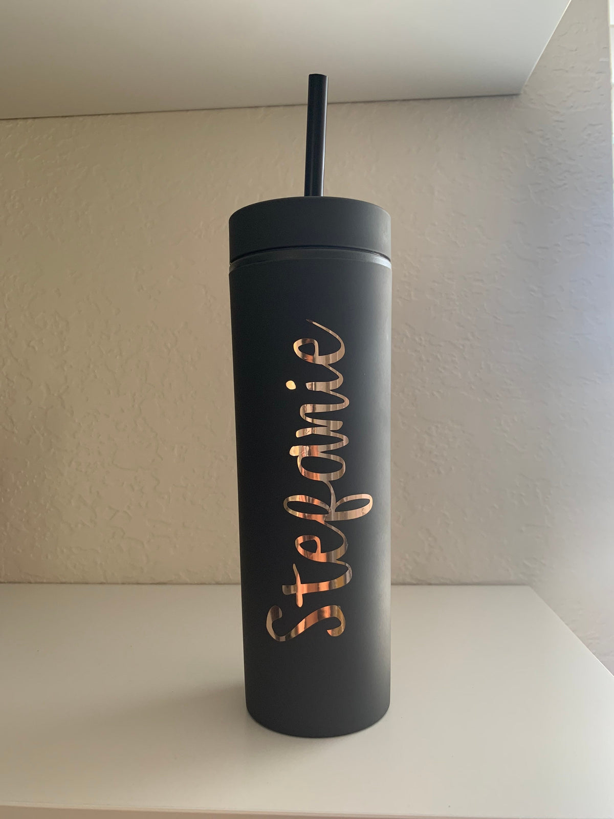 Personalized 16oz Acrylic Tumbler with Straw: Holographic Name Gift