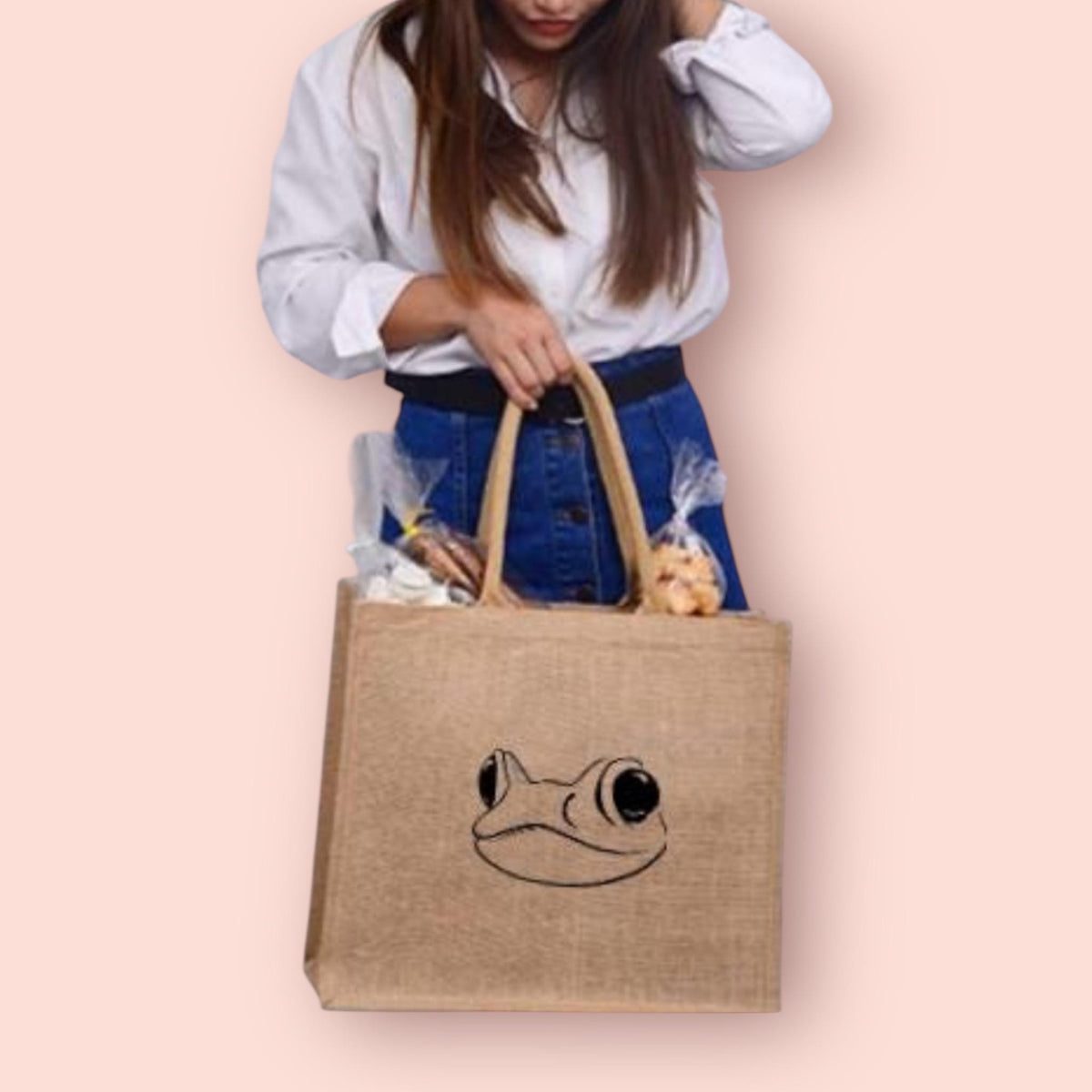 Coqui Puerto Rico Burlap Tote Bag: Beach or Travel Carryall