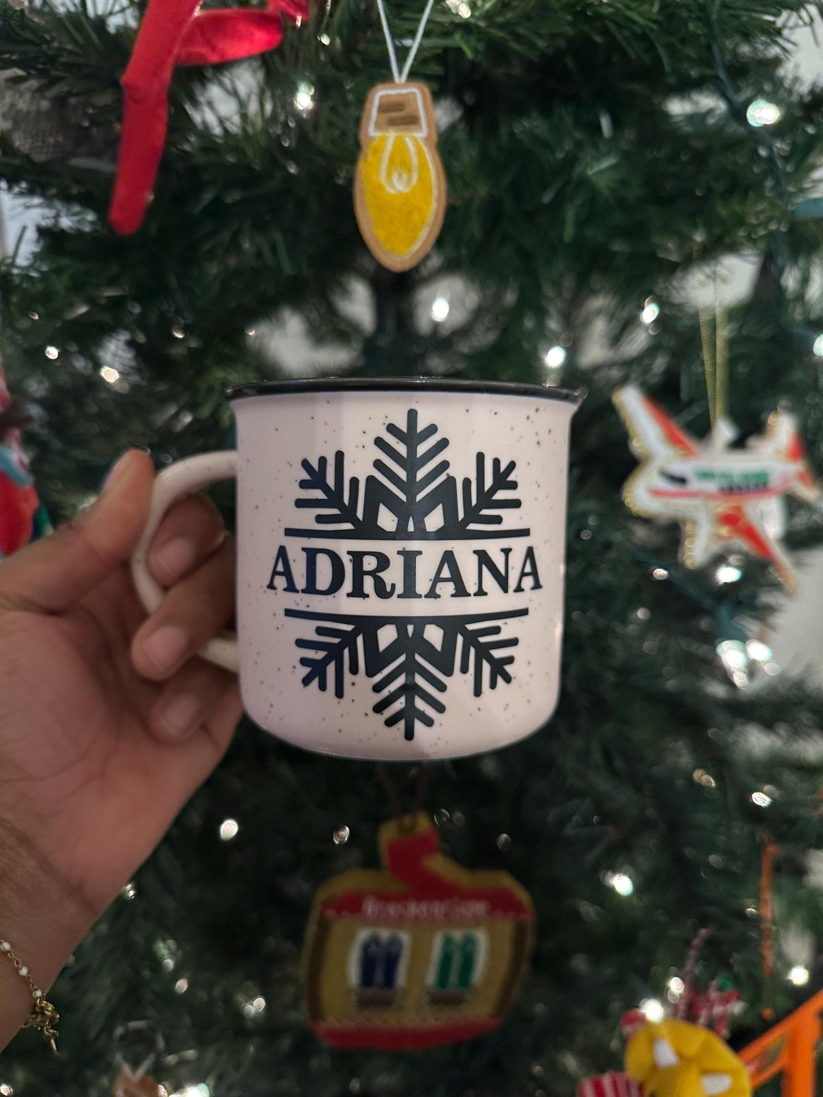 Personalized Snowflake Mug | Custom Name Winter Coffee Cup | Holiday Hot Cocoa Gift