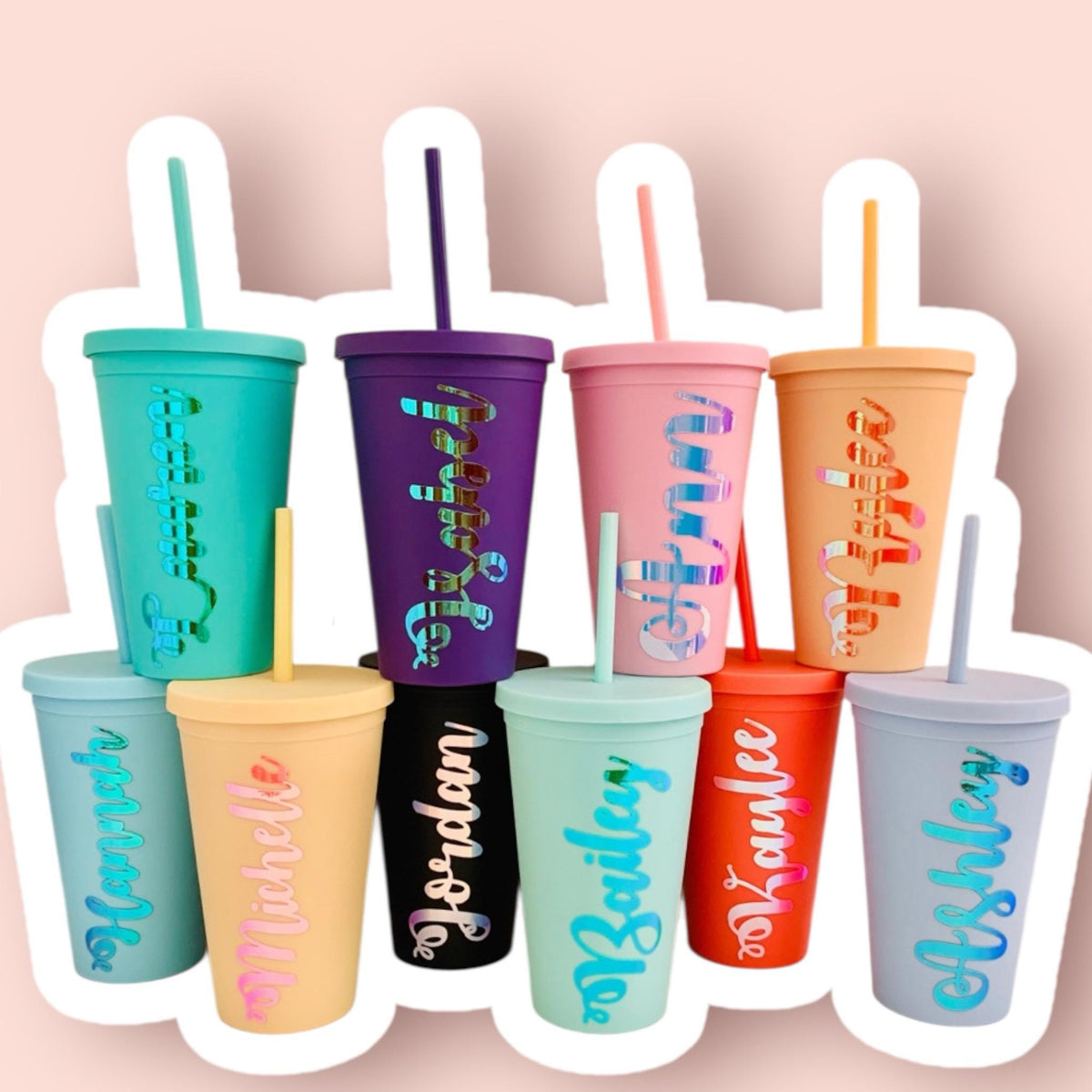 Personalized 16oz Acrylic Tumbler: Pastel Colors, Gift Box