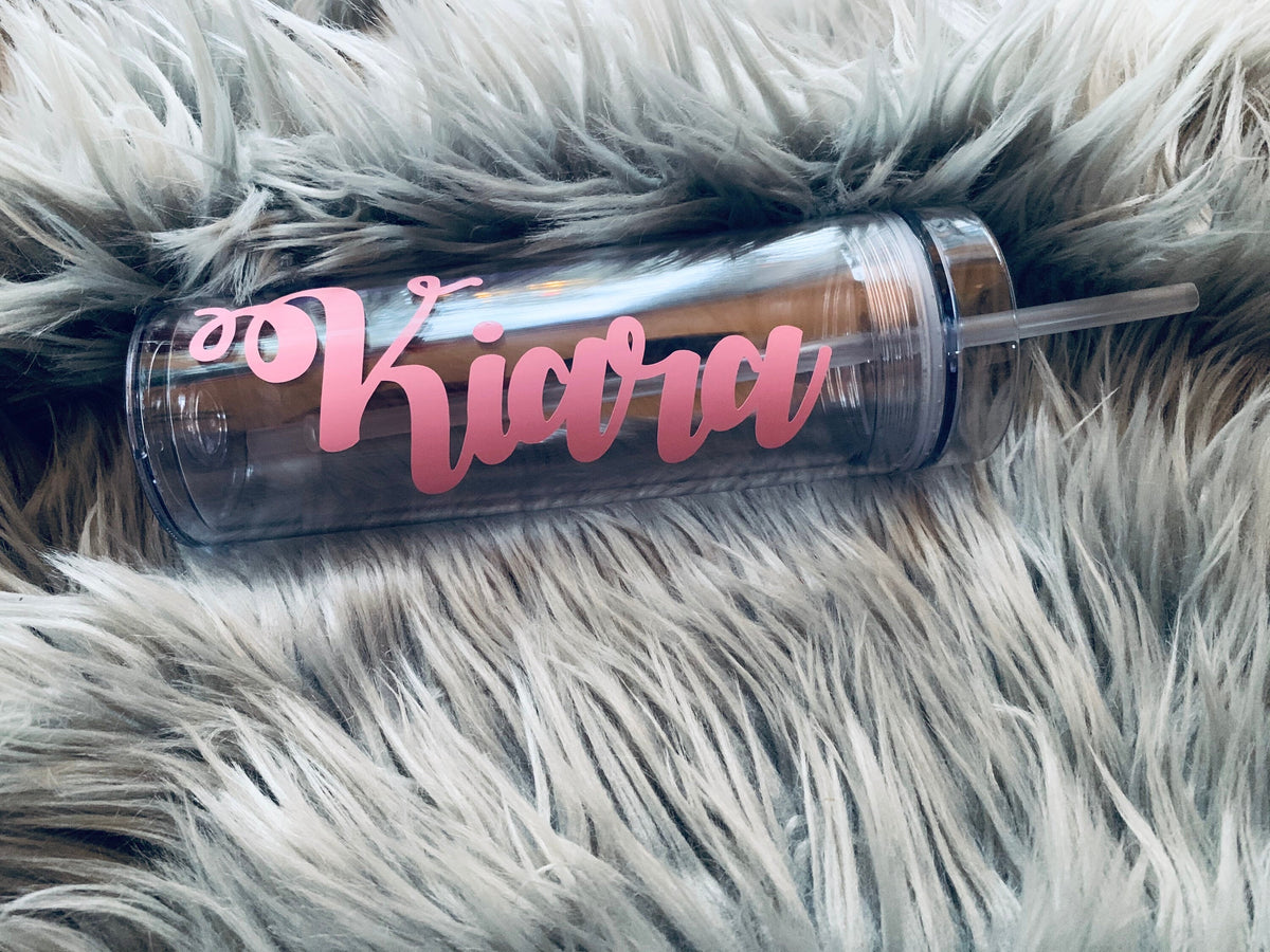 Personalized Acrylic Tumbler with Straw | Custom Name Vinyl Cup