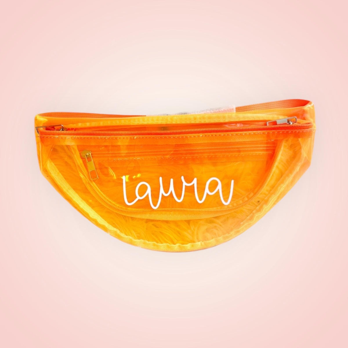 Personalized Clear Fanny Pack: Vibrant Cursive Bachelorette Party Accessory