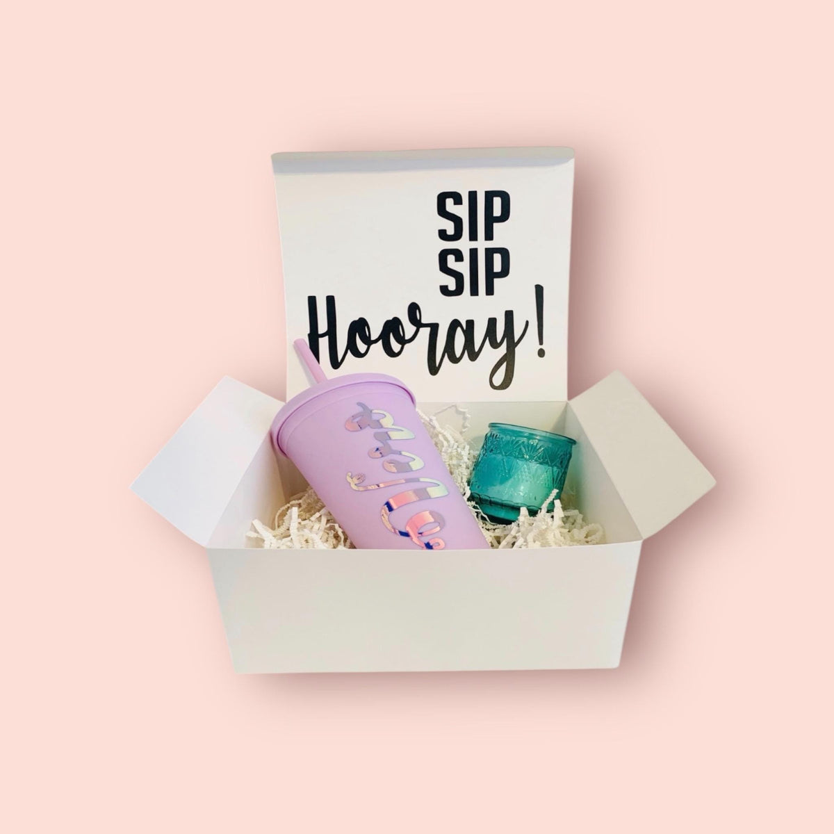 Personalized Birthday Gift Box for Her, Custom Name Tumbler & Candle Care Package, Bridesmaid Proposal Box, Sip Sip Hooray Gift Set, Sororit