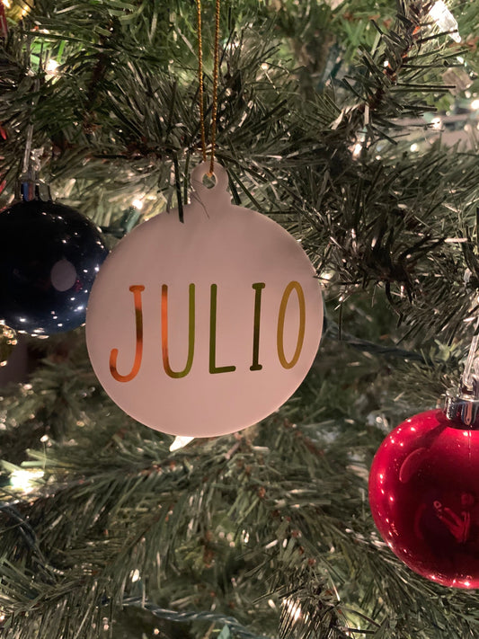 Personalized Acrylic Christmas Ornament: Family Name Holiday Decoration