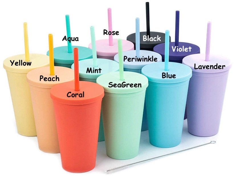 Personalized 16oz Acrylic Tumbler: Pastel Colors, Gift Box