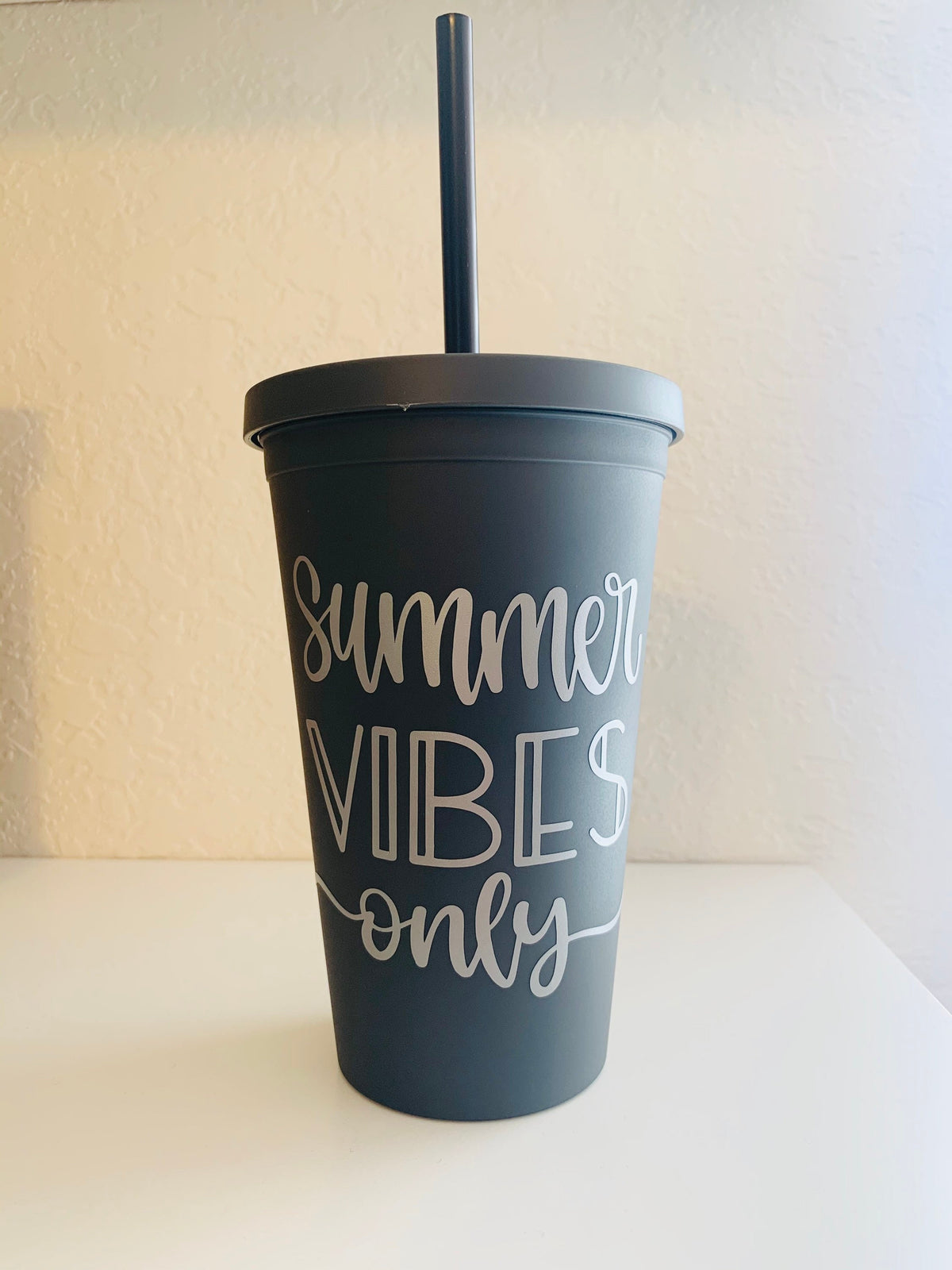 Pastel Matte Tumbler: Summer Vibes Acrylic Cup with Straw (16 oz)