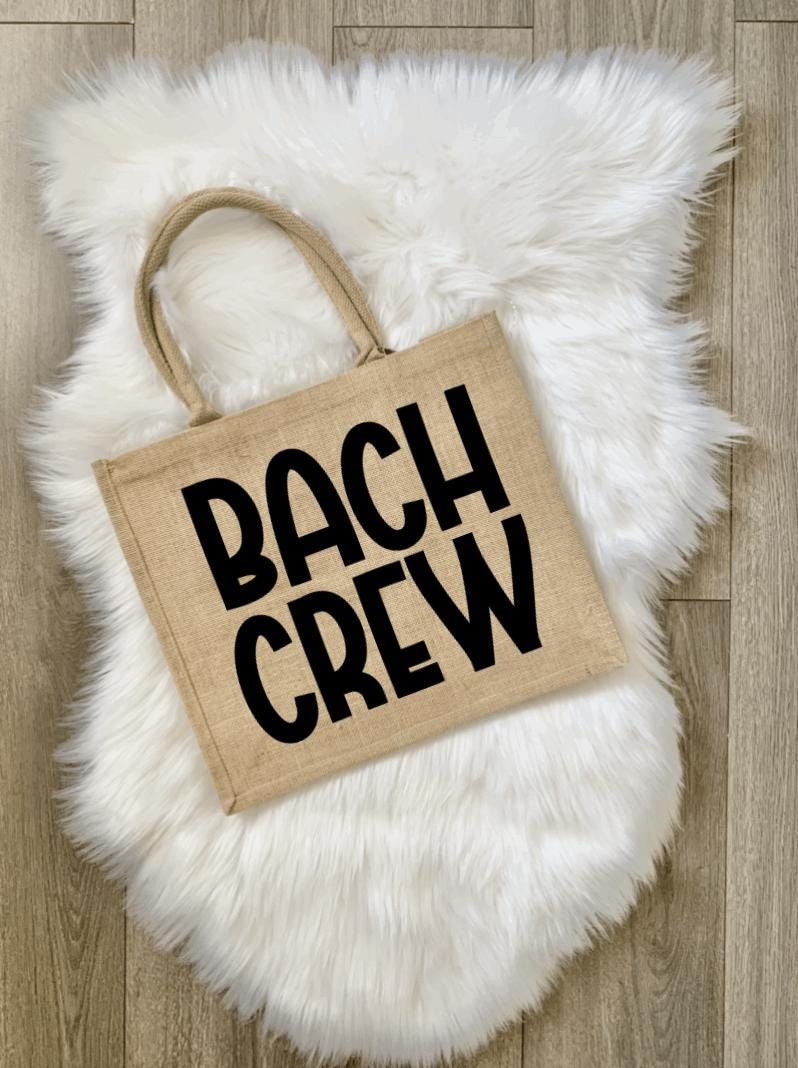 Bach Crew Jute Burlap Tote Bag: Bachelorette Party Gift