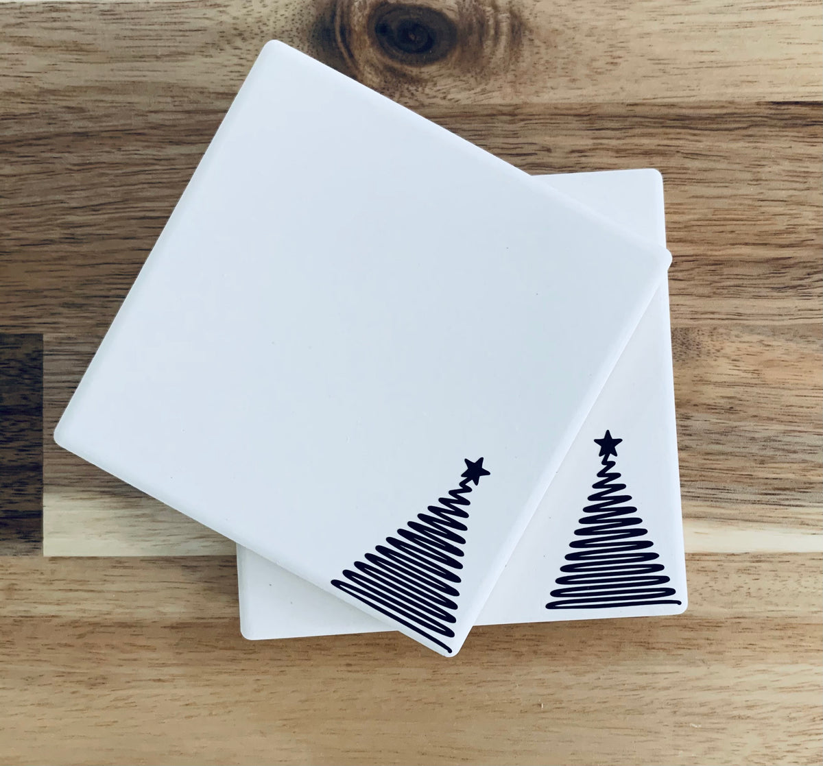 Christmas Tree Absorbent Stone Coasters | Minimalist Holiday Decor