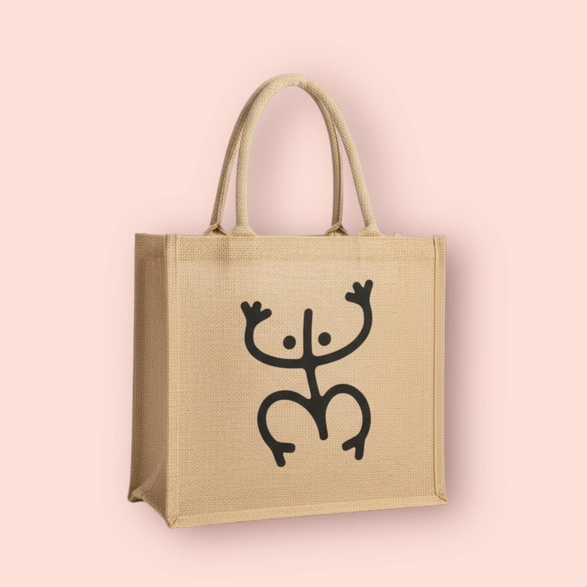 Taino Coquí Jute Tote Bag | Sustainable Puerto Rico Beach Bag | Cultural Boricua Gift for Her | Natural Burlap Market Bag with Tribal Frog Symbol