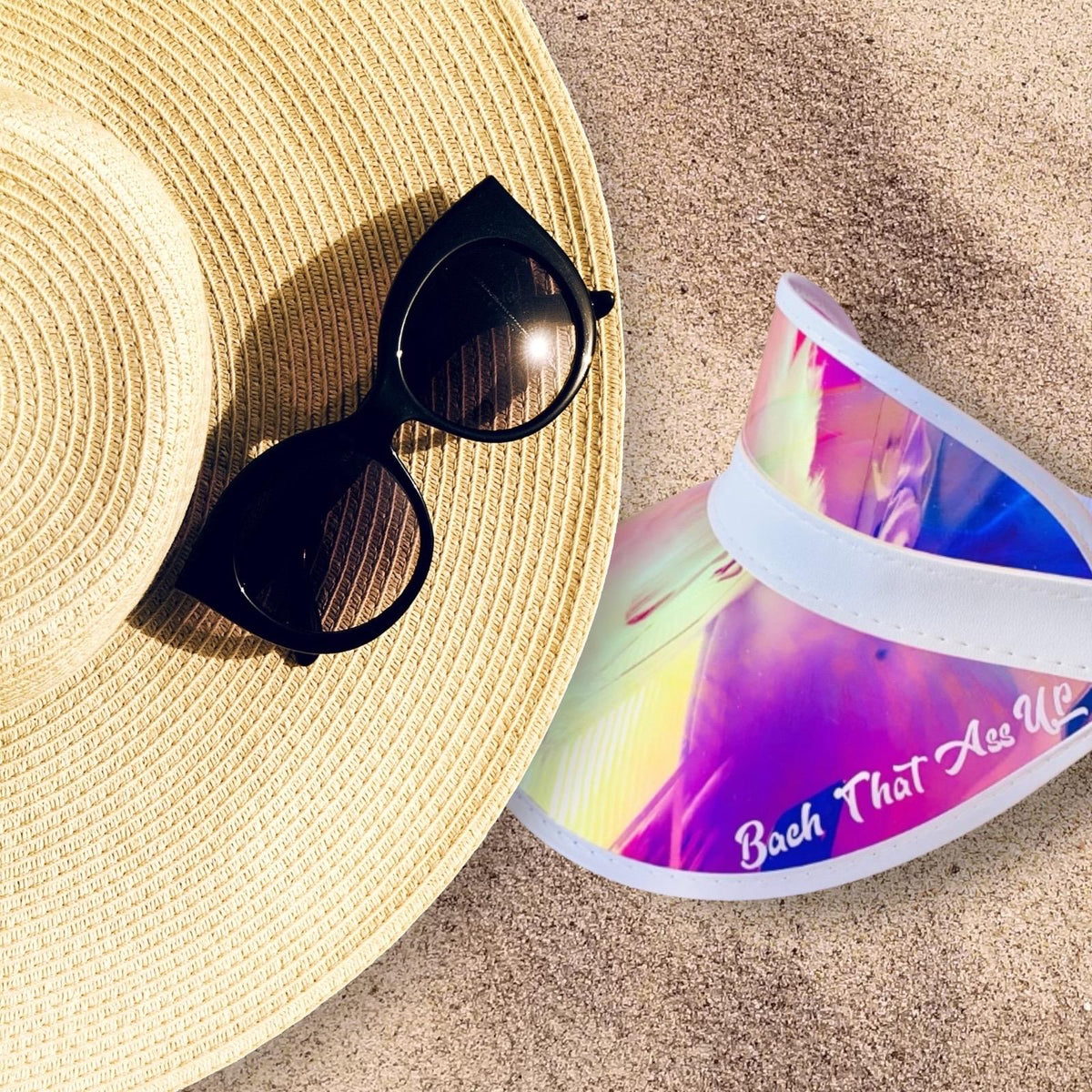 Bach That Ass Up Bachelorette Visor, Iridescent Party Sun Visor