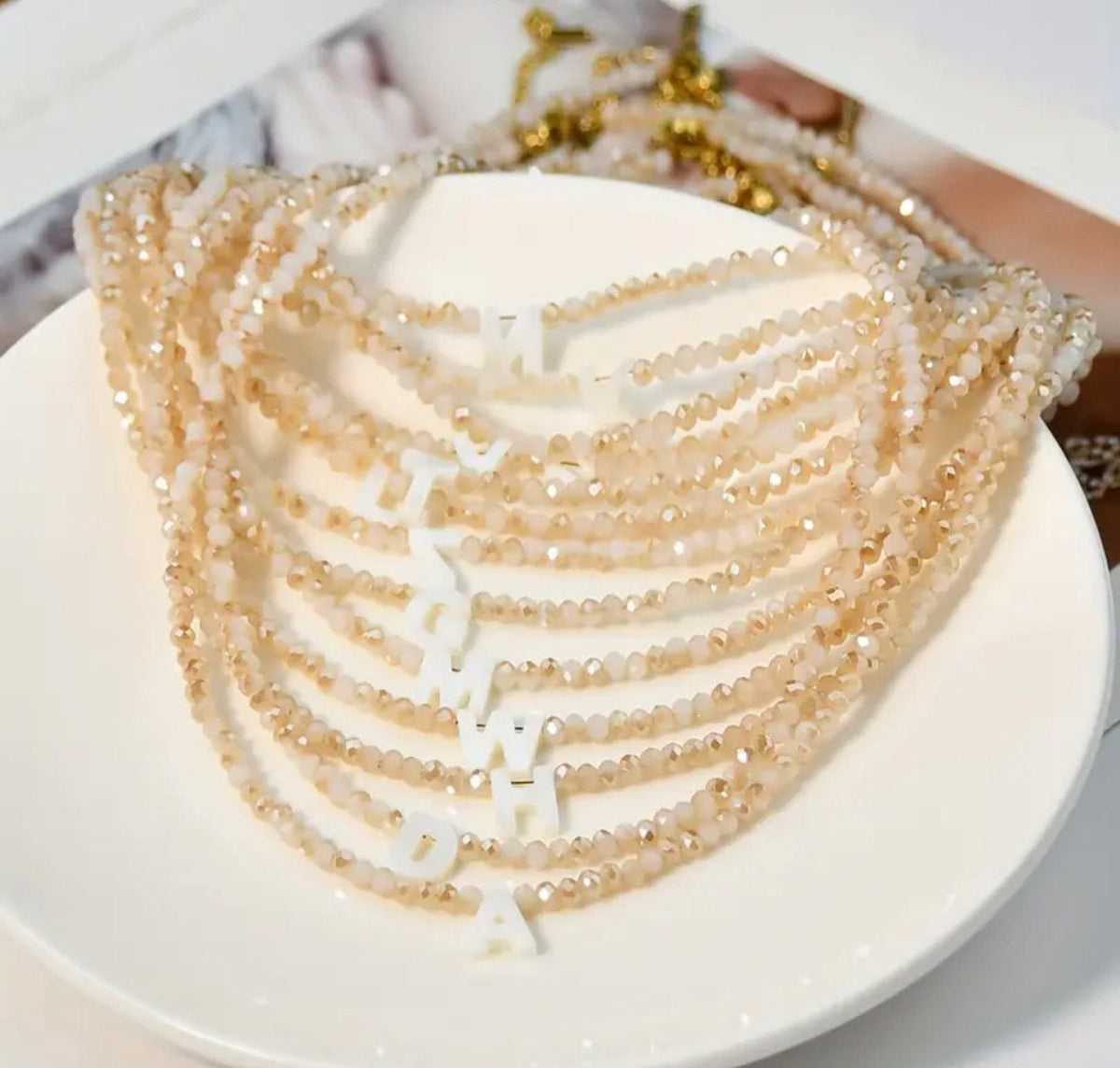 Initial Beaded Necklace | Custom Letter Bridesmaid Gift