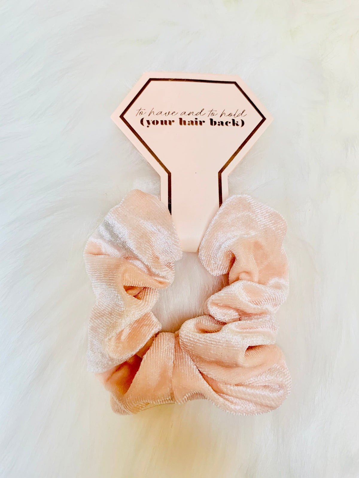 Blush Velvet Scrunchie: Soft Pink Hair Tie