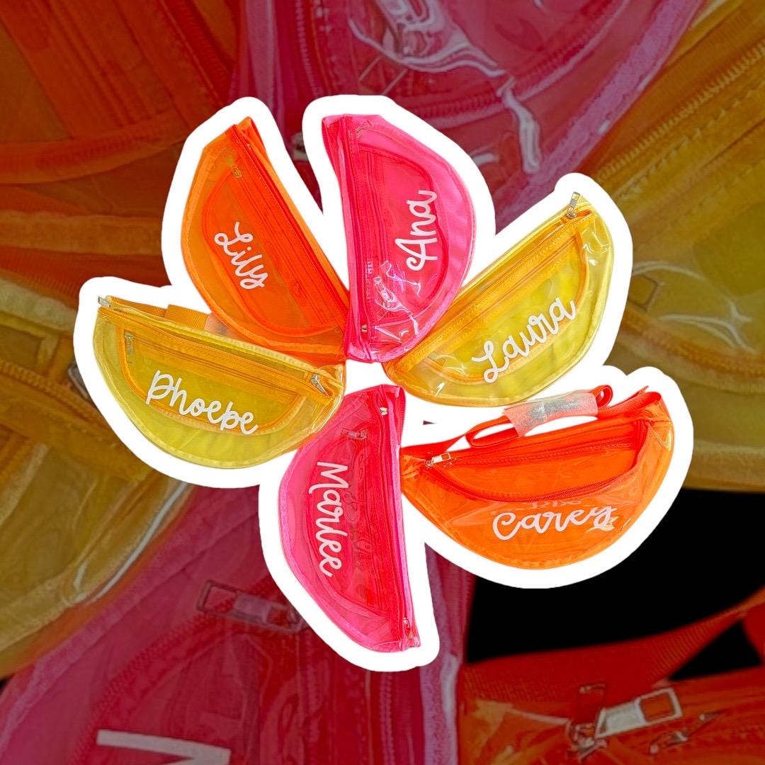 Personalized Clear Fanny Pack: Vibrant Cursive Bachelorette Party Accessory