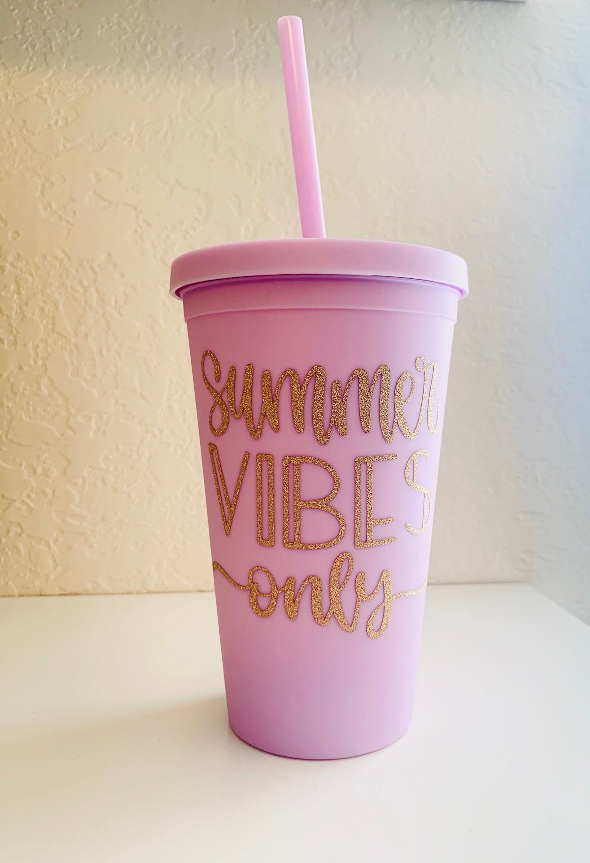 Pastel Matte Tumbler: Summer Vibes Acrylic Cup with Straw (16 oz)