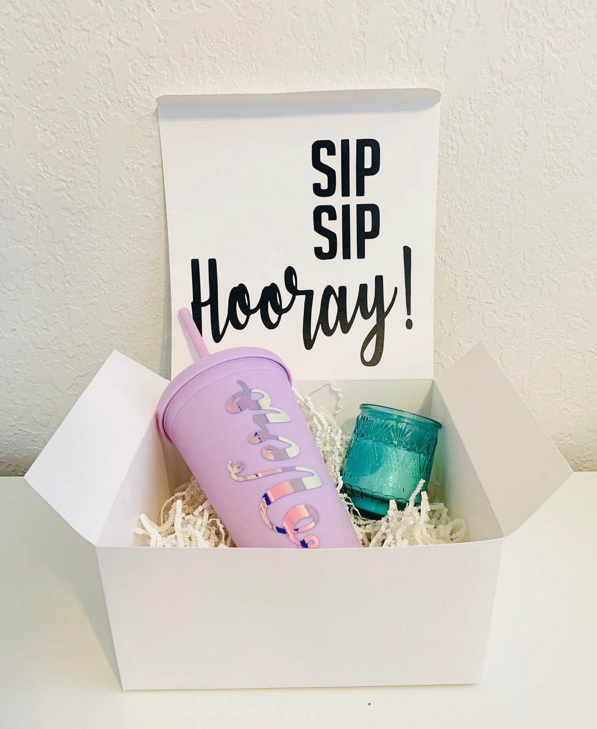 Personalized Birthday Gift Box for Her, Custom Name Tumbler & Candle Care Package, Bridesmaid Proposal Box, Sip Sip Hooray Gift Set, Sororit