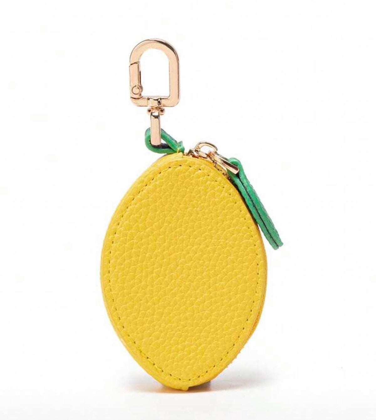 Lemon Coin Purse Keychain • Yellow Vegan Leather Earbud Case