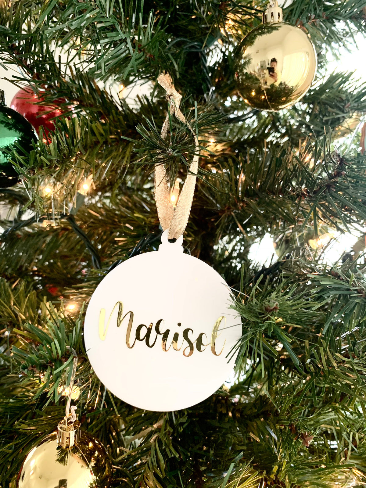 Personalized Acrylic Christmas Ornament: Family Name Holiday Decoration