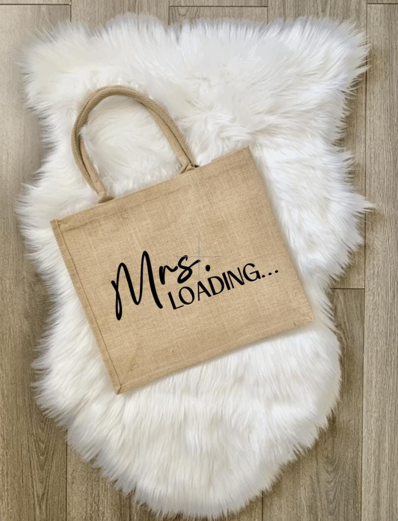 Mrs. Loading Jute Burlap Tote Bag: Bachelorette Party Gift