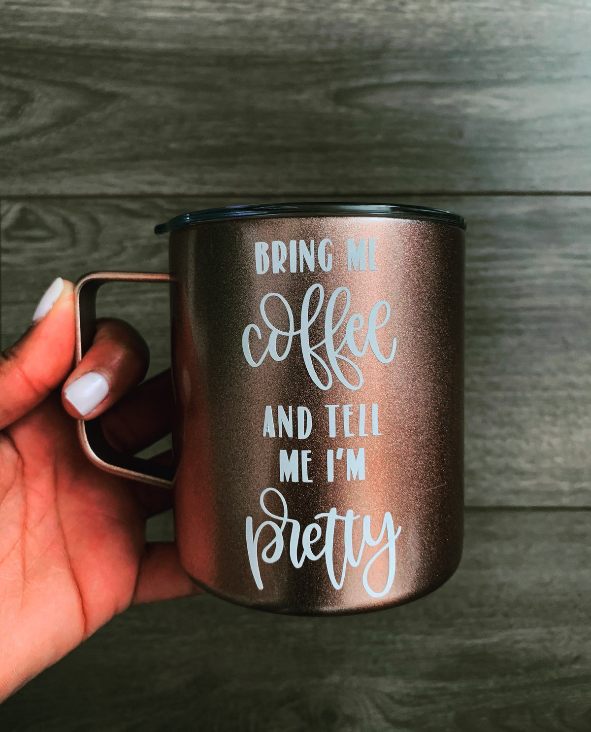 Funny Teal Coffee Mug, "Bring Me Coffee", Insulated Travel Tumbler