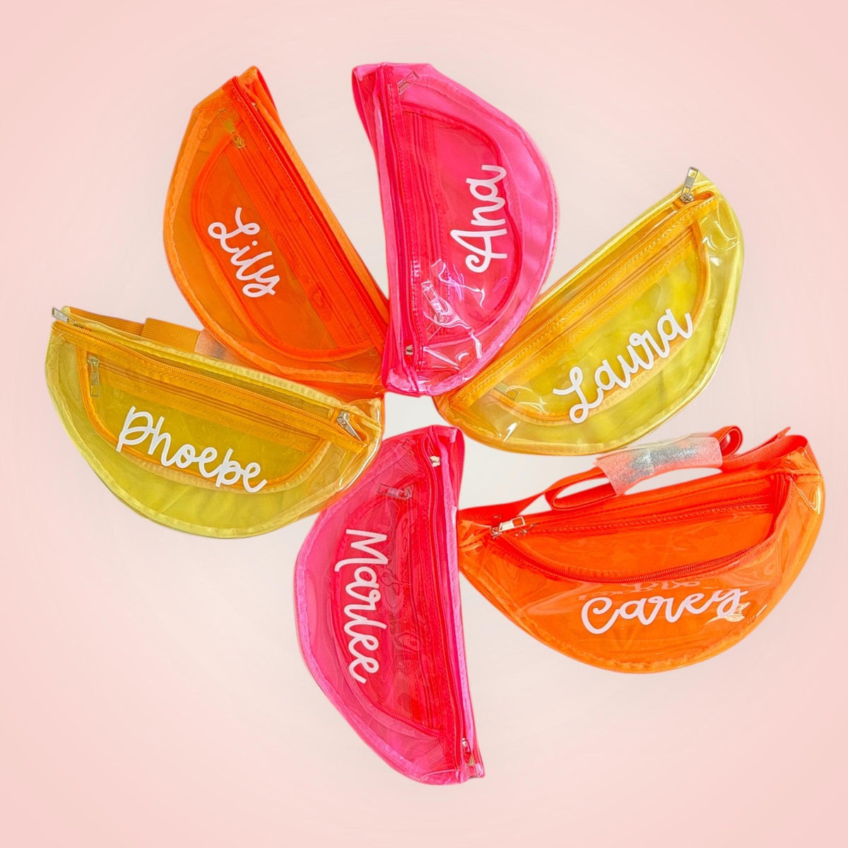 Personalized Clear Fanny Pack: Vibrant Cursive Bachelorette Party Accessory
