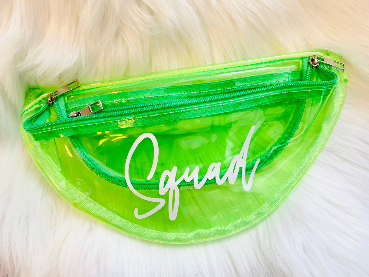 Squad Clear Fanny Packs | Bachelorette Party Accessories | Personalized Fanny Packs | See through bachelorette fanny packs
